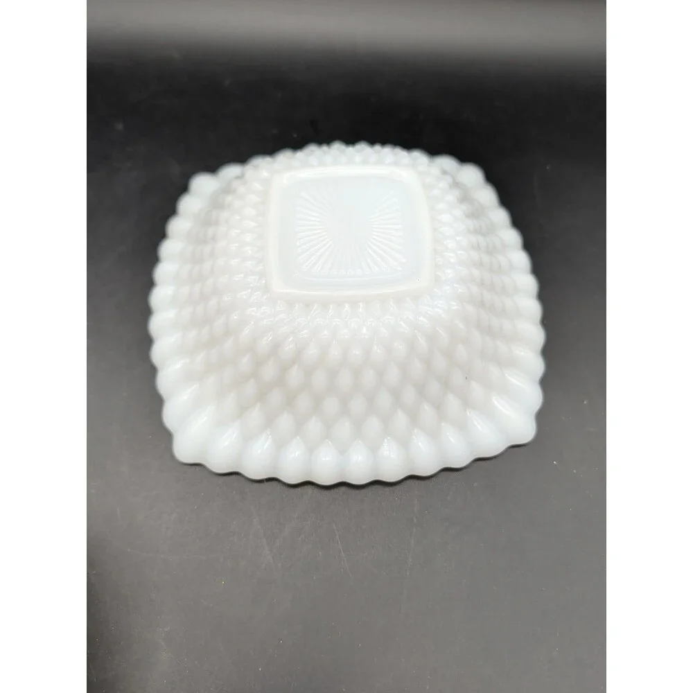 6 1/2” Fenton, Square, Vintage Diamond Pattern, Milk Glass, Candy Bowl